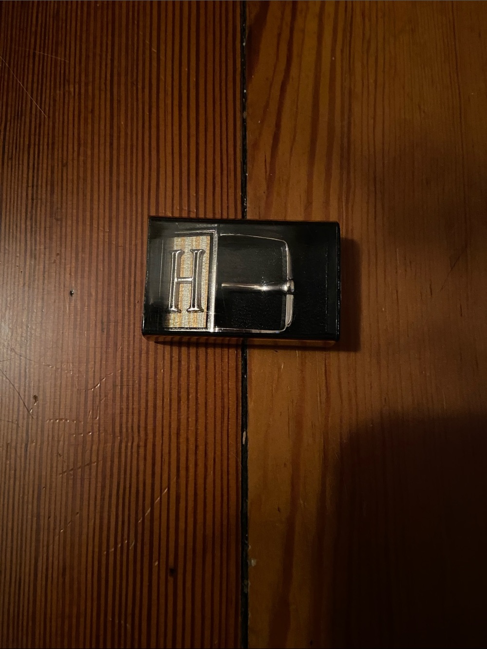 Vintage NEW 70s 1970s Silver tone & gold tone Monogram H Initial Belt Buckle